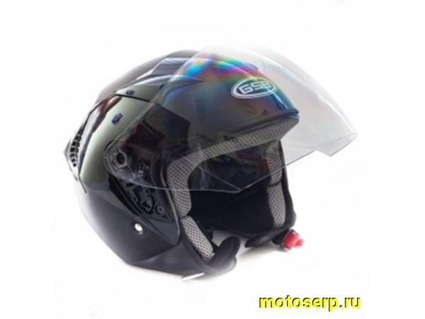Купить  Шлем открытый  со стеклом GSB G-249 BLACK GLOSSY р-р M (шт) (0 купить с доставкой по Москве и России, цена, технические характеристики, комплектация фото  - motoserp.ru