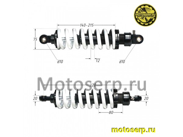 Купить  Амортизатор задний (L-320mm,D-10mm,d-10mm) TTR-125 (шт)  (ML 5294 купить с доставкой по Москве и России, цена, технические характеристики, комплектация фото  - motoserp.ru