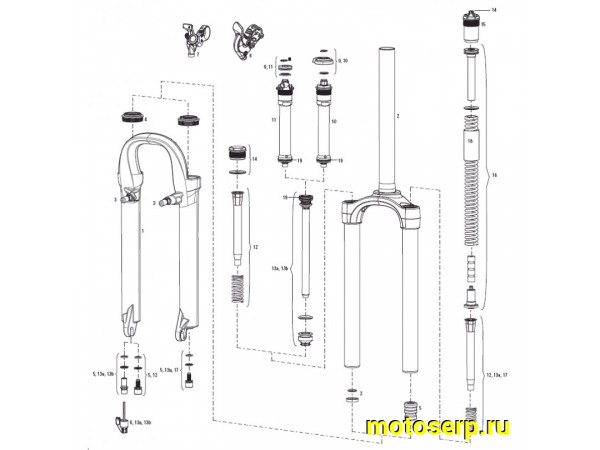Купить  (Т.О) Техническое обслуживание вилки (пружинно-эластомерная) Вело купить с доставкой по Москве и России, цена, технические характеристики, комплектация фото  - motoserp.ru