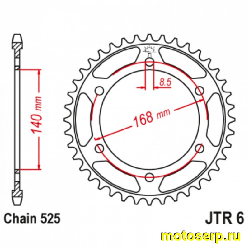 Купить  Звезда ведомая JTR6.42 JP (шт) купить с доставкой по Москве и России, цена, технические характеристики, комплектация фото  - motoserp.ru