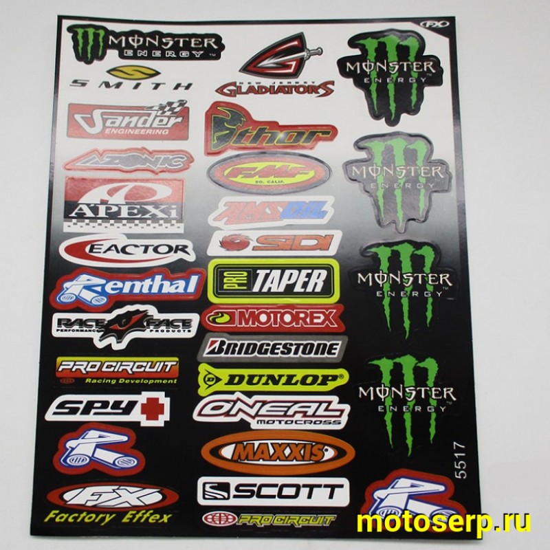 Купить  Наклейки (набор) спонсор мультибренд (25,5х20см) (шт) (MT N-869 купить с доставкой по Москве и России, цена, технические характеристики, комплектация фото  - motoserp.ru