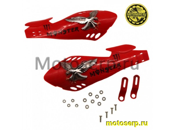 Купить  Защита рук/рычагов (уши) "XJB"   (mod:3, MONSTER ENERGY) Красные (шт) (0 купить с доставкой по Москве и России, цена, технические характеристики, комплектация фото  - motoserp.ru
