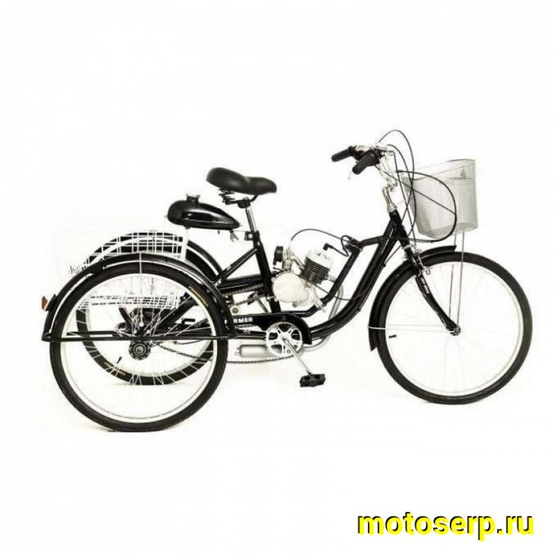 Купить  Мотокомплект с мотором F80 HEMEN ФЕРМЕР (Хемен 80) трехколесн. (трицикл) ,2-такт.,мех.сцепл. 24" колеса ,4.5 л.с. без передней корзины (шт) (Мир 61520 купить с доставкой по Москве и России, цена, технические характеристики, комплектация фото  - motoserp.ru