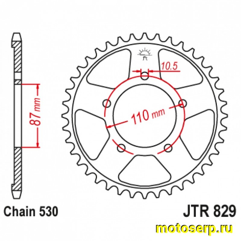 Купить  Звезда ведомая JTR829.45 JP (шт) купить с доставкой по Москве и России, цена, технические характеристики, комплектация фото  - motoserp.ru