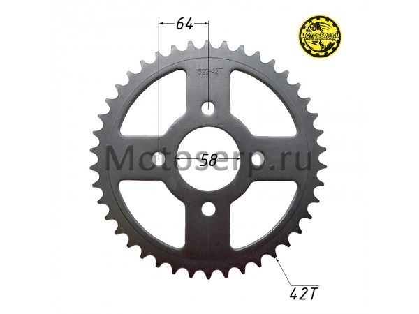 Купить  Звезда ведомая голая (венец) (520-42) (520-42T D-58mm, 4х64mm) Sport 003, TE, Athlete (шт) (Regul 301009-1 купить с доставкой по Москве и России, цена, технические характеристики, комплектация фото  - motoserp.ru