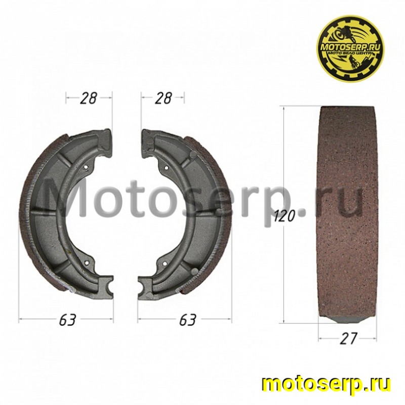 Купить  Колодки тормозные барабан d=120mm h=27mm  BAJAJ BOXER JN131812 (задние/передние) (пар) (MM 37639 купить с доставкой по Москве и России, цена, технические характеристики, комплектация фото  - motoserp.ru