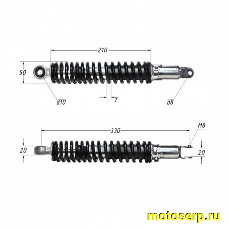 Купить  Амортизатор задний (L-335mm,D-10mm,M8) Nirvana, Major 150cc (пар) (MT A-0300 (TATA 2032245 купить с доставкой по Москве и России, цена, технические характеристики, комплектация фото  - motoserp.ru