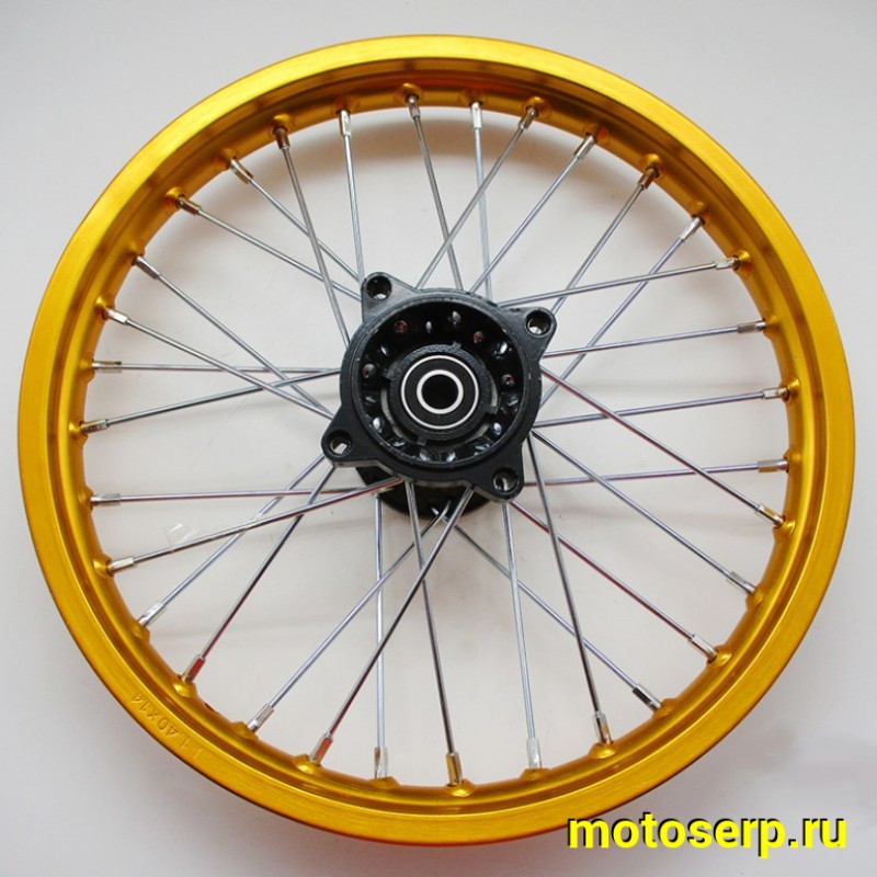 Купить  Колесо 14" переднее (диск колеса) спицованное 1.4-14" (ось 15мм) KAYO и др. (подшипник 6202) (шт) (MOTO-SKUTER 9782 купить с доставкой по Москве и России, цена, технические характеристики, комплектация фото  - motoserp.ru