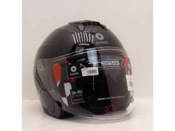 Купить  Шлем открытый байк со стеклом SHIRO SH-451, SOLID черный (L) (шт) (MM 01495 купить с доставкой по Москве и России, цена, технические характеристики, комплектация фото  - motoserp.ru