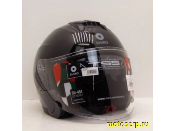 Купить  Шлем открытый байк со стеклом SHIRO SH-451, SOLID черный (L) (шт) (MM 01495 купить с доставкой по Москве и России, цена, технические характеристики, комплектация фото  - motoserp.ru