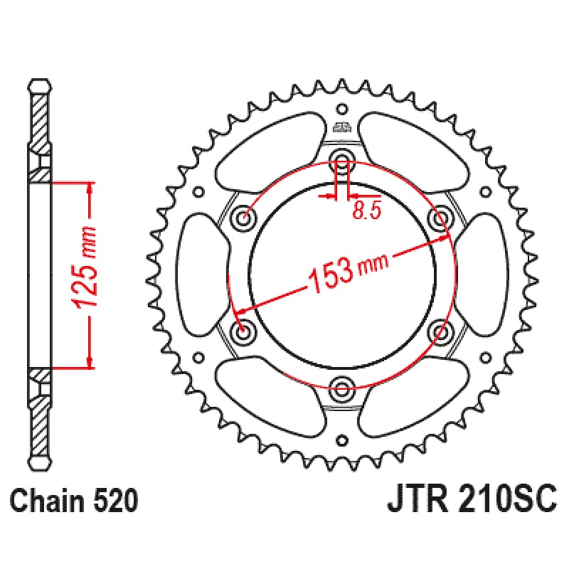 Купить  Звезда ведомая голая (венец) (520-48) JTR210.48SC (шт) (TS купить с доставкой по Москве и России, цена, технические характеристики, комплектация фото  - motoserp.ru