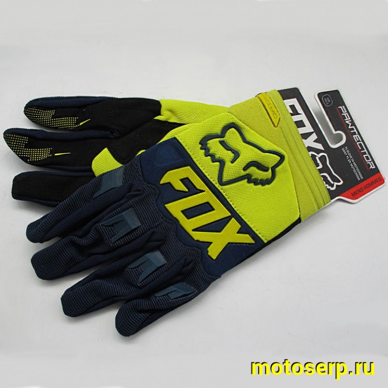 Купить  Перчатки Fox Dirtpaw Race темн.синий/желтый (XL) (пар) (МотоЯ   купить с доставкой по Москве и России, цена, технические характеристики, комплектация фото  - motoserp.ru