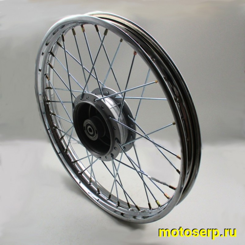 Купить  Колесо 17" переднее (диск колеса) спицованное 1,2-17" (ось 10мм) Delta, Zodiak, ОВ-70 подшипник 6300-RS (шт) (Мир 11778 купить с доставкой по Москве и России, цена, технические характеристики, комплектация фото  - motoserp.ru