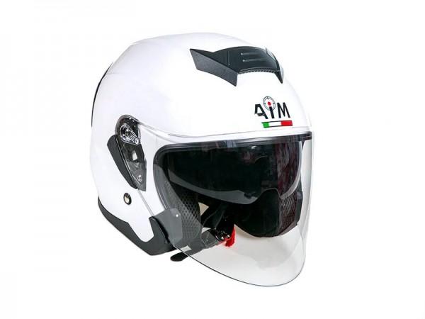 Купить  Шлем открытый  со стеклом AiM JK526  White Glossy S (шт) (AIM 526-007-S купить с доставкой по Москве и России, цена, технические характеристики, комплектация фото  - motoserp.ru