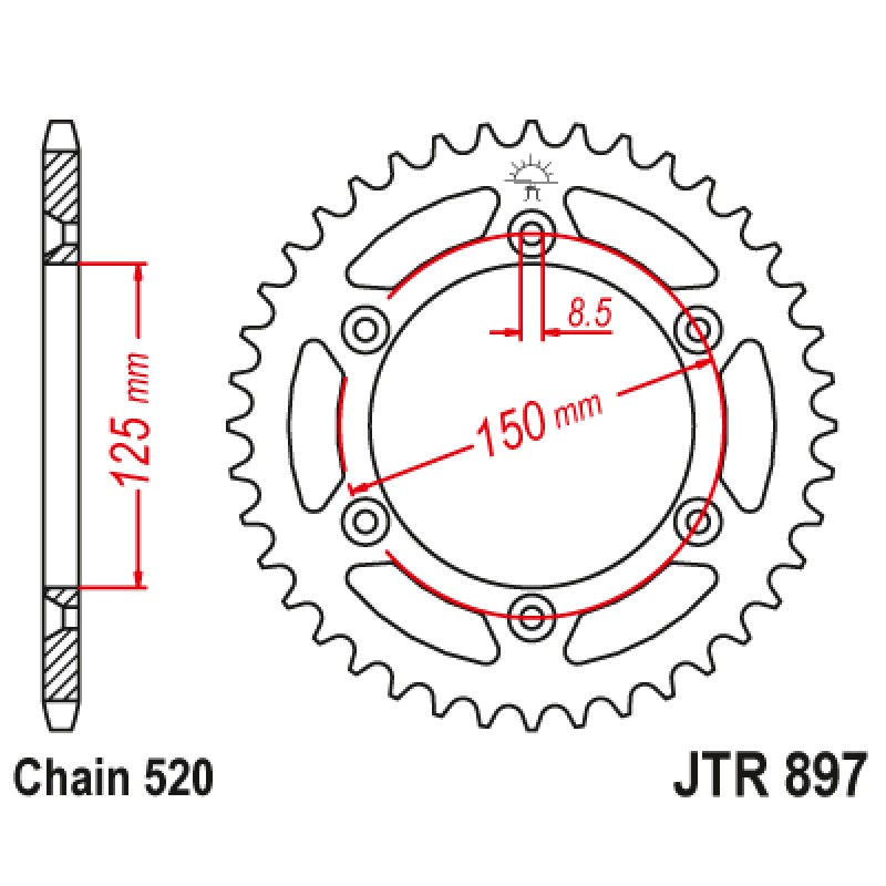 Купить  Звезда ведомая JTR897.46 KTM EXC JP (шт) купить с доставкой по Москве и России, цена, технические характеристики, комплектация фото  - motoserp.ru