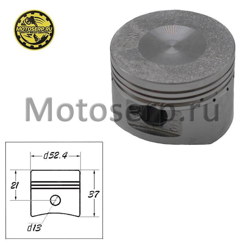 Купить  Поршень 139FMB (154FMH)  YX125 D52,4; p-13; 125cc (голый) (шт) (Велос 13101-H032-0000 купить с доставкой по Москве и России, цена, технические характеристики, комплектация фото  - motoserp.ru