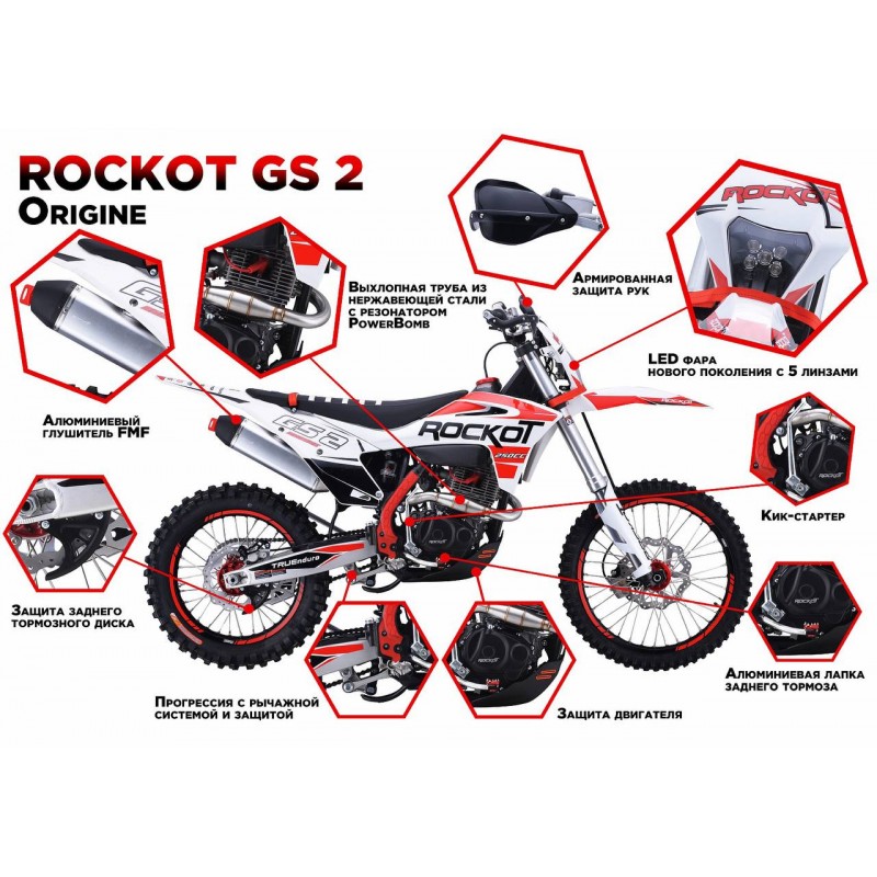 Купить  Мотоцикл Кросс/Эндуро ROCKOT GS2 Origine Выпуск 2023г. (спортинвент.) 250сс, 172FMM, 21/18, подвеска KKE (шт) (ROCKOT купить с доставкой по Москве и России, цена, технические характеристики, комплектация фото  - motoserp.ru