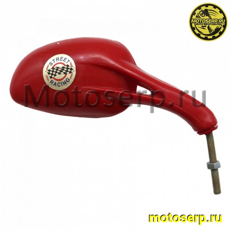 Купить  Зеркала (d-8mm, прав резьба) овал двойная стойка, правый (Красн) (шт) (0 купить с доставкой по Москве и России, цена, технические характеристики, комплектация фото  - motoserp.ru