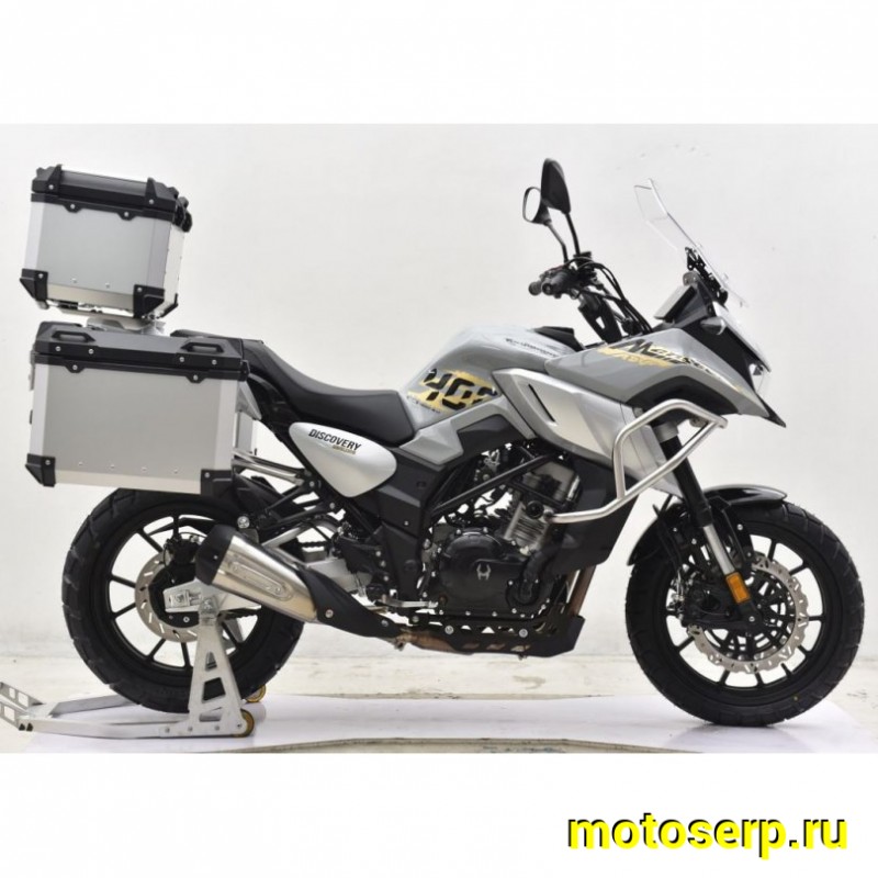 Купить  Мотоцикл внедорожный Regulmoto Discovery 400 Серый (ЭПТС) Тур-эндуро, двиг. CF, ABS , инжект., 6КПП, жидк.охлажд, видеорегистратор, + кофры (шт) купить с доставкой по Москве и России, цена, технические характеристики, комплектация фото  - motoserp.ru