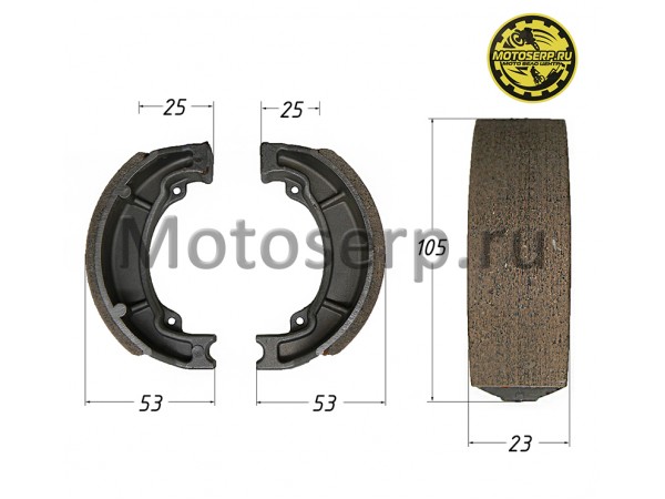 Купить  Колодки тормозные барабан d=105mm h=23mm  Suzuki Let's, AD-100 (пар) (JP купить с доставкой по Москве и России, цена, технические характеристики, комплектация фото  - motoserp.ru