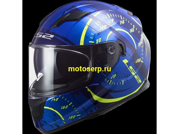 Купить  Шлем закрытый LS2 FF320 STREAM EVO Tach gloss blue hi-vis yellow (M) интеграл (шт) (LS2 купить с доставкой по Москве и России, цена, технические характеристики, комплектация фото  - motoserp.ru