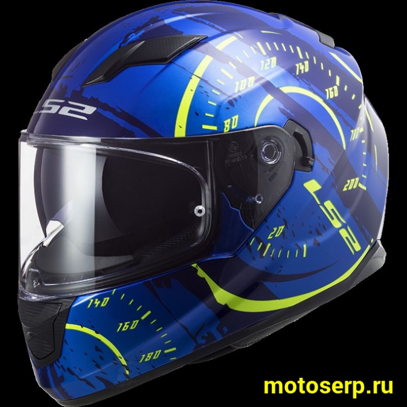 Купить  Шлем закрытый LS2 FF320 STREAM EVO Tach gloss blue hi-vis yellow (XL) интеграл (шт) (LS2 купить с доставкой по Москве и России, цена, технические характеристики, комплектация фото  - motoserp.ru
