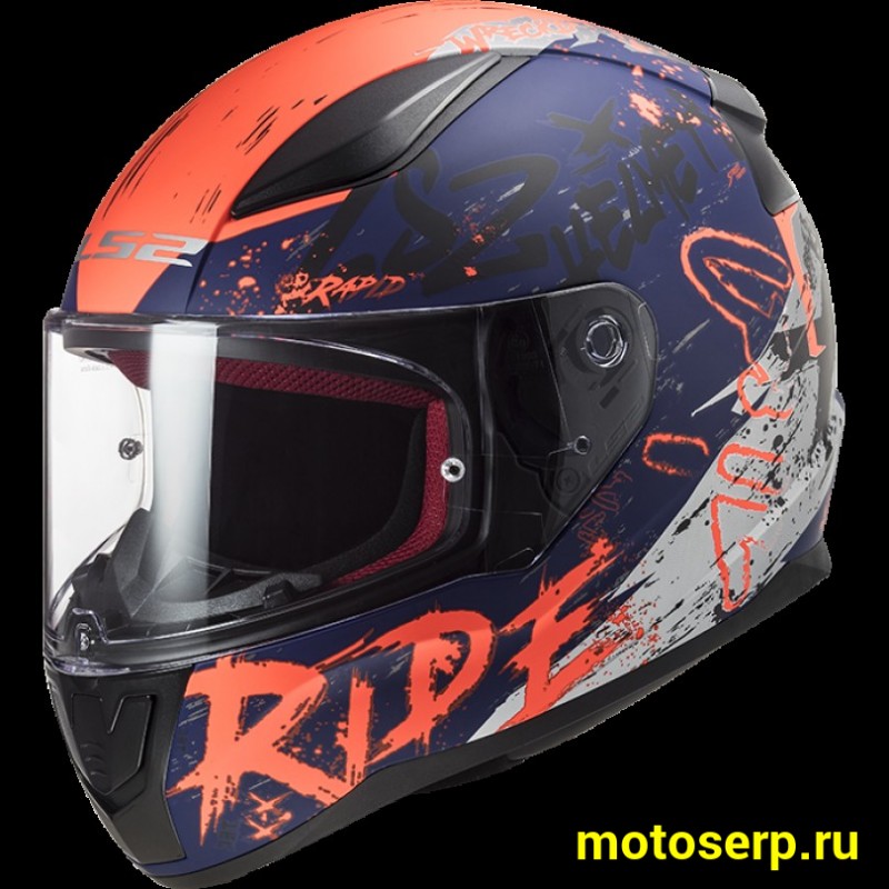 Купить  Шлем закрытый LS2 FF353 RAPID NAUGHTY Matt Blue Fluo Orange (M) интеграл (шт) (LS2 купить с доставкой по Москве и России, цена, технические характеристики, комплектация фото  - motoserp.ru