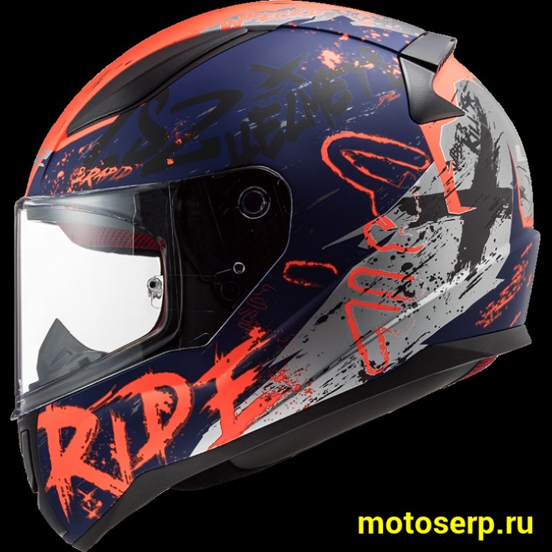 Купить  Шлем закрытый LS2 FF353 RAPID NAUGHTY Matt Blue Fluo Orange (M) интеграл (шт) (LS2 купить с доставкой по Москве и России, цена, технические характеристики, комплектация фото  - motoserp.ru