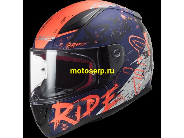 Купить  Шлем закрытый LS2 FF353 RAPID NAUGHTY Matt Blue Fluo Orange (L) интеграл (шт) (LS2 купить с доставкой по Москве и России, цена, технические характеристики, комплектация фото  - motoserp.ru