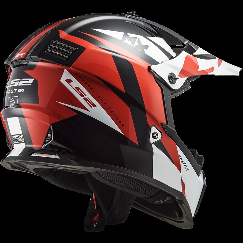 Купить  Шлем Кросс LS2 MX437 FAST EVO STRIKE BLACK WHITE RED (L) (шт) (LS2 купить с доставкой по Москве и России, цена, технические характеристики, комплектация фото  - motoserp.ru