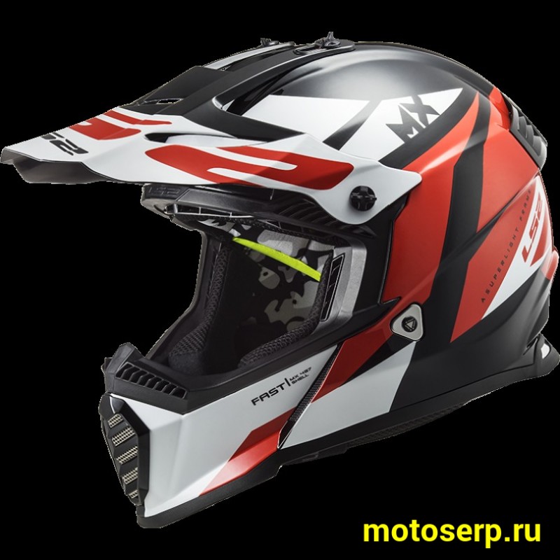 Купить  Шлем Кросс LS2 MX437 FAST EVO STRIKE BLACK WHITE RED (XL) (шт) (0 купить с доставкой по Москве и России, цена, технические характеристики, комплектация фото  - motoserp.ru