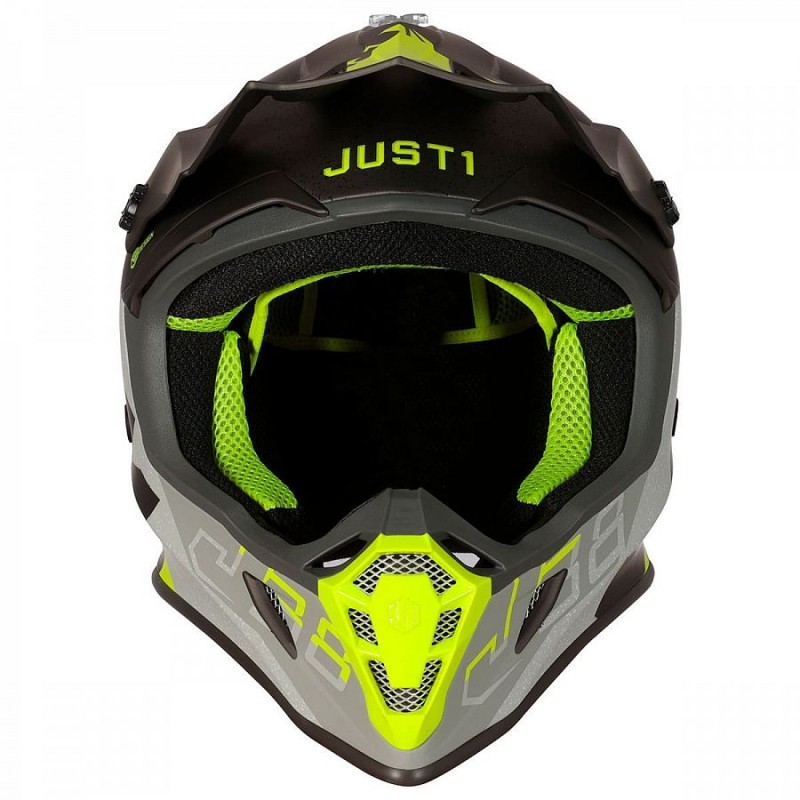 Купить  Шлем Кросс JUST1 J38 KORNER Hi-Vis желтый/титановый матовый  р-р L  (шт) (SM 880-5605 купить с доставкой по Москве и России, цена, технические характеристики, комплектация фото  - motoserp.ru