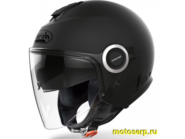 Купить  Шлем открытый  со стеклом AIROH HELIOS COLOR Black Matt (L) (шт) (AIROH купить с доставкой по Москве и России, цена, технические характеристики, комплектация фото  - motoserp.ru