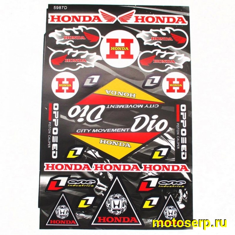 Купить  Наклейки (набор) спонсоры, HONDA DIO (28х43см) (#5987D) (шт) (MT N-663  купить с доставкой по Москве и России, цена, технические характеристики, комплектация фото  - motoserp.ru