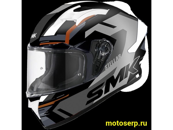 Купить  Шлем закрытый интеграл SMK STELLAR K-POWER , цвет чёрный/серый глянцевый (S) (шт) (Bajaj STELLAR GL267 купить с доставкой по Москве и России, цена, технические характеристики, комплектация фото  - motoserp.ru