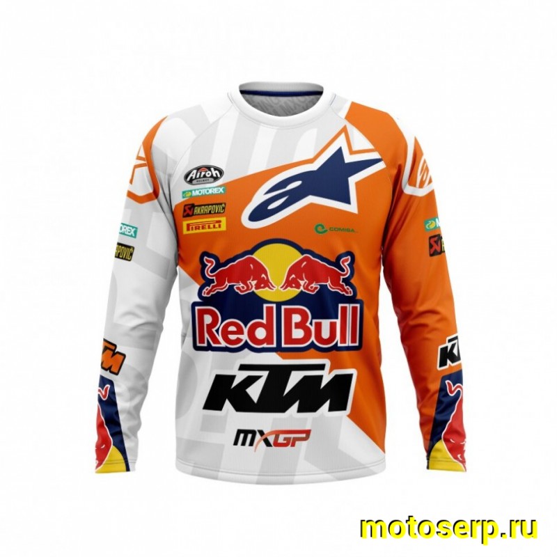 Купить  Джерси (футболка для мотокросса) V-RUS AlpineStars KTM (цвет: Red Bull (белый) (L) (шт) (МотоЯ купить с доставкой по Москве и России, цена, технические характеристики, комплектация фото  - motoserp.ru