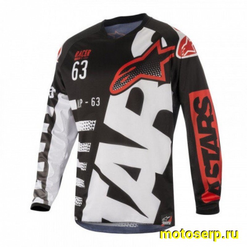 Купить  ====Джерси (футболка для мотокросса) V-RUS AlpineStars Racer (цвет: черный) (XXL) (шт) (0 купить с доставкой по Москве и России, цена, технические характеристики, комплектация фото  - motoserp.ru