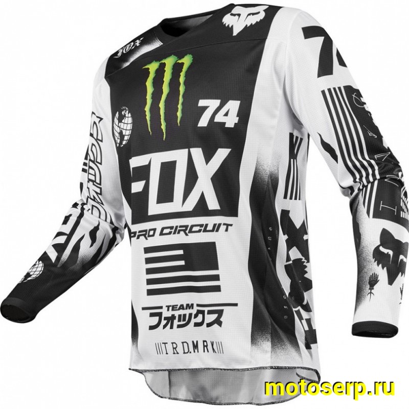 Купить  Джерси (футболка для мотокросса) V-RUS Fox 180 Monster Pro Circuit (черный/белый (детский) рост 134 (шт) (МотоЯ купить с доставкой по Москве и России, цена, технические характеристики, комплектация фото  - motoserp.ru