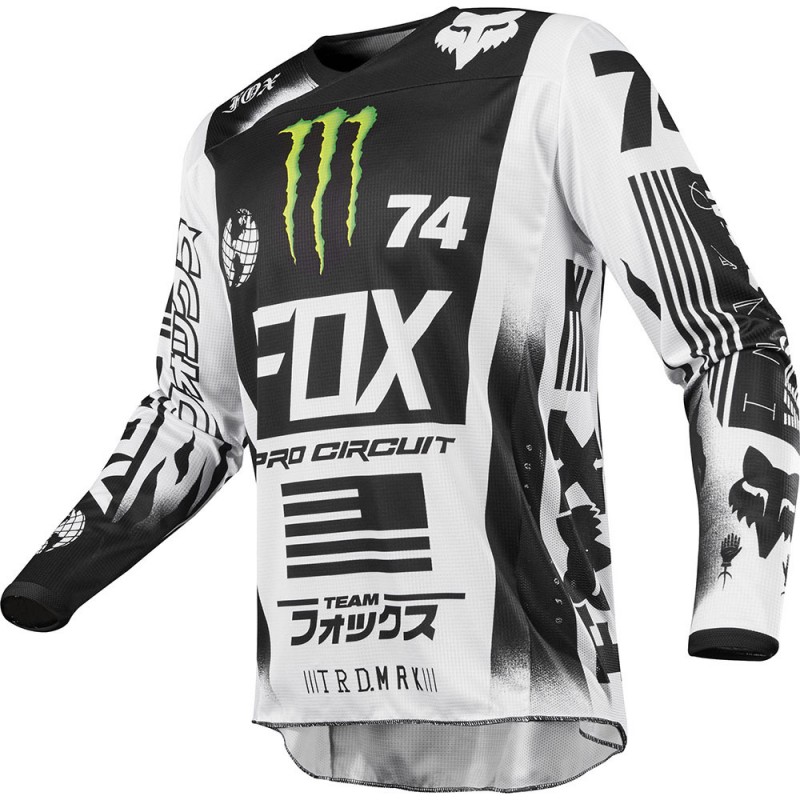 Купить  Джерси (футболка для мотокросса) V-RUS Fox 180 Monster Pro Circuit (черный/белый (детский) рост 134 (шт) (МотоЯ купить с доставкой по Москве и России, цена, технические характеристики, комплектация фото  - motoserp.ru