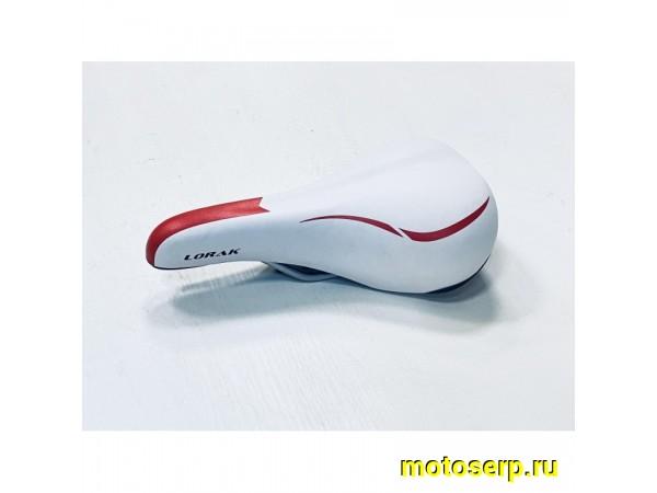 Купить  Седло спорт LORAK Shark White Вело (шт) (Ряб  купить с доставкой по Москве и России, цена, технические характеристики, комплектация фото  - motoserp.ru