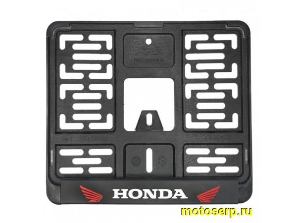 Купить  Держатель (рамка) заднего номера МОТО (19х14,5) пластик "Honda" нового образца (шт) (МК MRN030 купить с доставкой по Москве и России, цена, технические характеристики, комплектация фото  - motoserp.ru