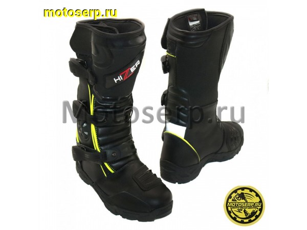 Купить  ====Мотоботы кросс. HIZER AT-6093  (защ. голени), черные (зеленая полоса) р-р 40" (шт) (NQ) (0 купить с доставкой по Москве и России, цена, технические характеристики, комплектация фото  - motoserp.ru