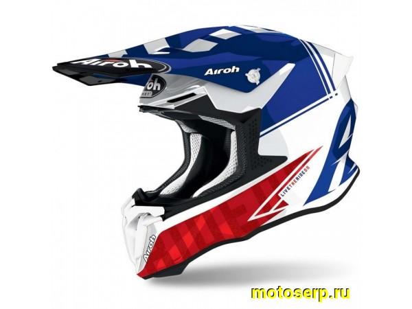 Купить  Шлем Кросс AIROH TWIST 2.0 TECH BLUE GLOSS (глянцевый) (L) (шт) (AIROH купить с доставкой по Москве и России, цена, технические характеристики, комплектация фото  - motoserp.ru