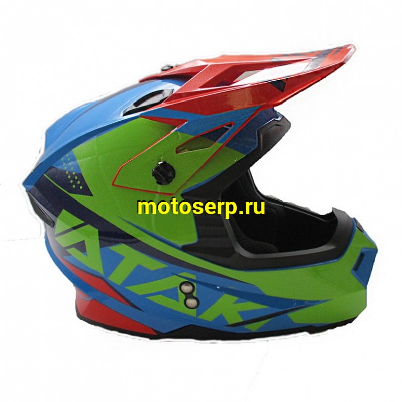 Купить  Шлем Кросс Ataki JK801 Splash красный/синий/зеленый глянцевый  р-р L (шт)  (SM 941-5454 купить с доставкой по Москве и России, цена, технические характеристики, комплектация фото  - motoserp.ru