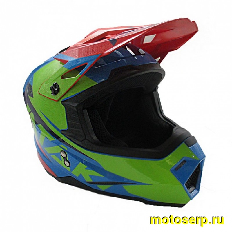 Купить  Шлем Кросс Ataki JK801 Splash красный/синий/зеленый глянцевый  р-р L (шт)  (SM 941-5454 купить с доставкой по Москве и России, цена, технические характеристики, комплектация фото  - motoserp.ru