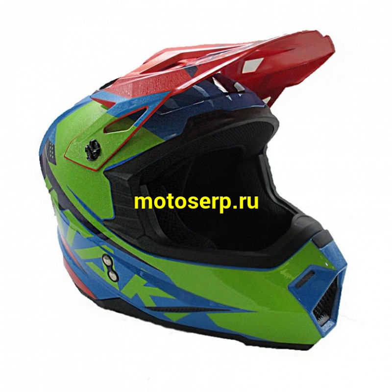Купить  Шлем Кросс Ataki JK801 Splash красный/синий/зеленый глянцевый  р-р L (шт)  (SM 941-5454 купить с доставкой по Москве и России, цена, технические характеристики, комплектация фото  - motoserp.ru