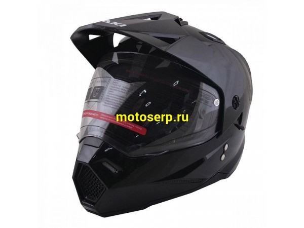 Купить  ====Шлем Кросс Ataki JK802 (мотард) Solid черный глянцевый р-р S (шт) (SM 763-6766 купить с доставкой по Москве и России, цена, технические характеристики, комплектация фото  - motoserp.ru