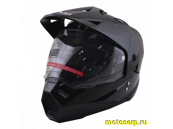 Купить  ====Шлем Кросс Ataki JK802 (мотард) Solid черный глянцевый р-р S (шт) (SM 763-6766 купить с доставкой по Москве и России, цена, технические характеристики, комплектация фото  - motoserp.ru