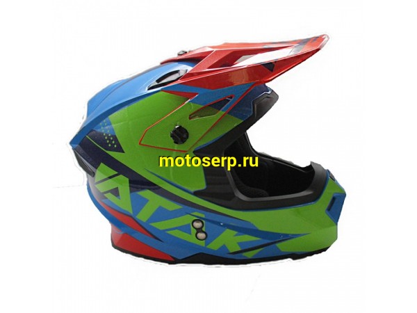 Купить  Шлем Кросс Ataki JK801 Splash красный/синий/зеленый глянцевый  р-р XL (шт)  (SM 941-6235 купить с доставкой по Москве и России, цена, технические характеристики, комплектация фото  - motoserp.ru