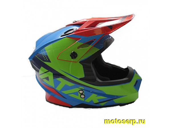 Купить  Шлем Кросс Ataki JK801 Splash красный/синий/зеленый глянцевый  р-р XL (шт)  (SM 941-6235 купить с доставкой по Москве и России, цена, технические характеристики, комплектация фото  - motoserp.ru